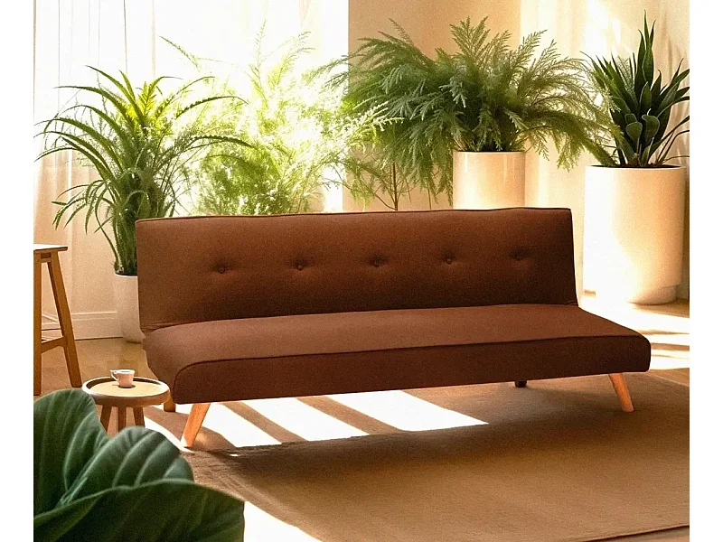 Schlafsofa 2-Sitzer aus Stoff für Wohnzimmer Design Larimar - Braun