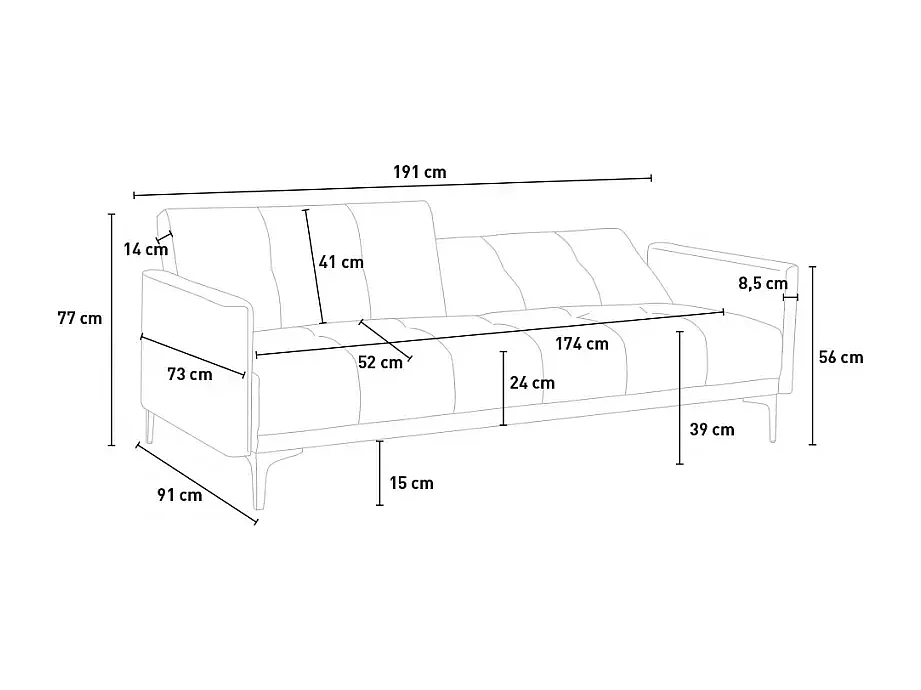 Divano 3 posti clic clac in velluto dal design moderno Catalpa