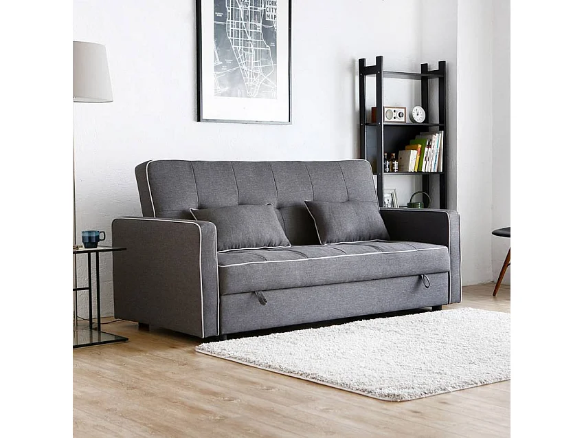 Divano letto 2 posti clic-clac tessuto contenitore 185 x 90 Roverella