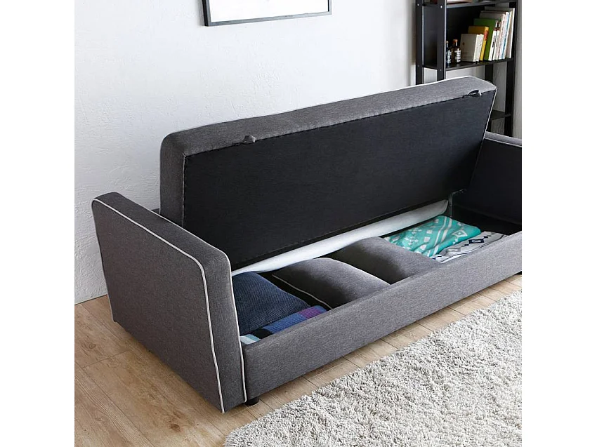 Divano letto 2 posti clic-clac tessuto contenitore 185 x 90 Roverella