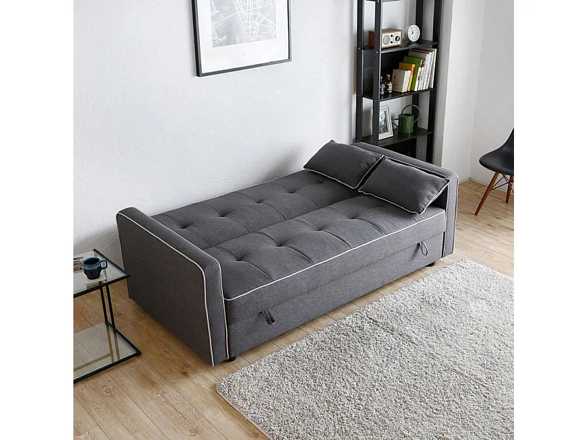 Canapé 2 places clic-clac en tissu avec coffre 185 x 90 Roverella