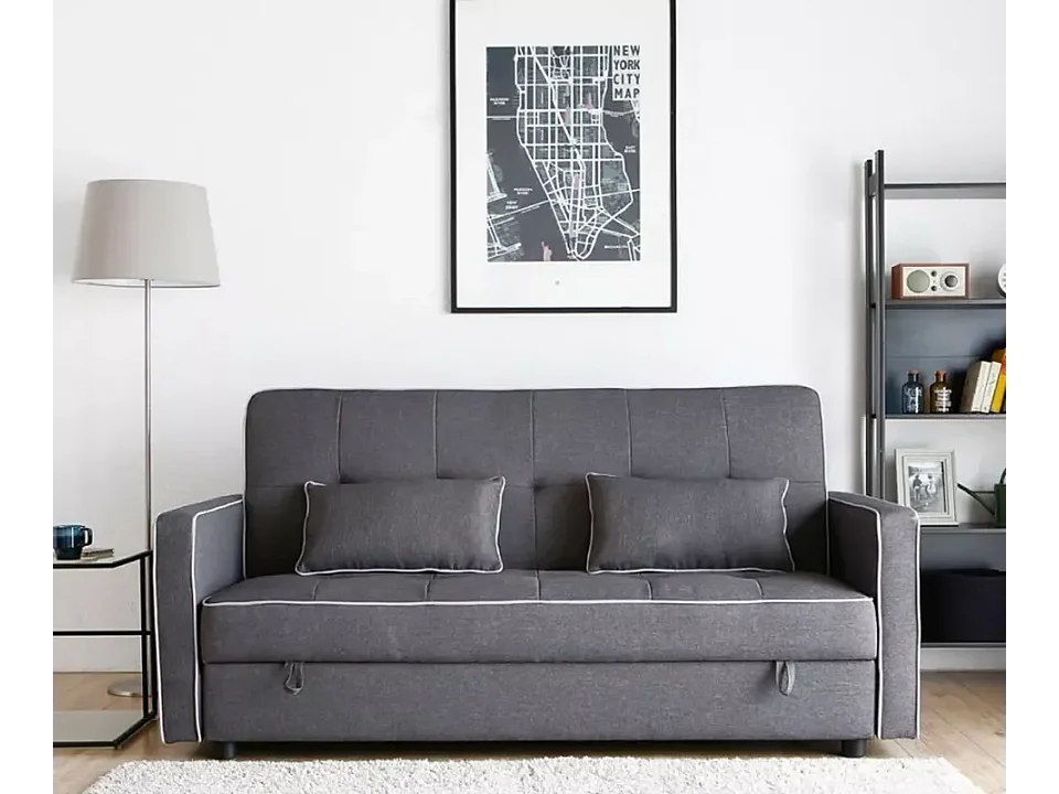 Klassisches 2-sitziges Stoffsofa mit Staukasten Zalto - Dunkel Grau