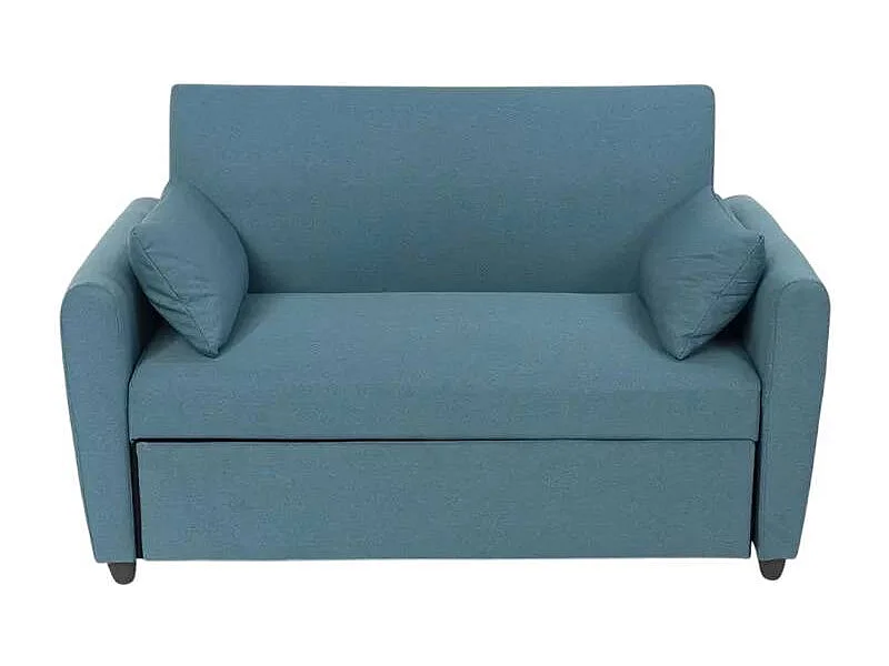 Porto Rico Ausziehbares 2-Sitzer-Schlafsofa, modernes Design aus Stoff - Blau