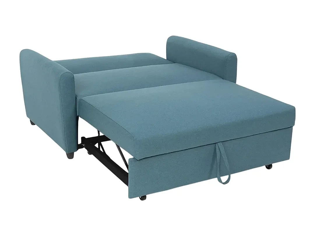 Porto Rico Ausziehbares 2-Sitzer-Schlafsofa, modernes Design aus Stoff - Blau
