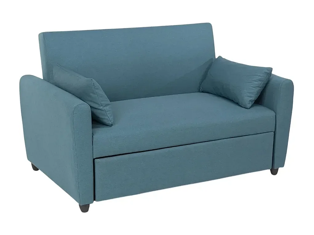 Porto Rico Ausziehbares 2-Sitzer-Schlafsofa, modernes Design aus Stoff - Blau