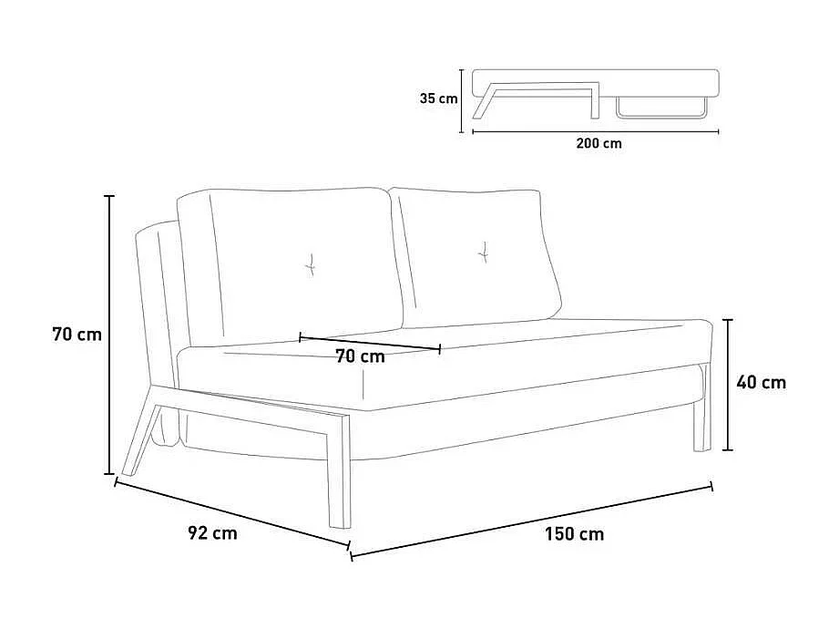 Divano letto 2 posti in tessuto design moderno per soggiorno Tamerice