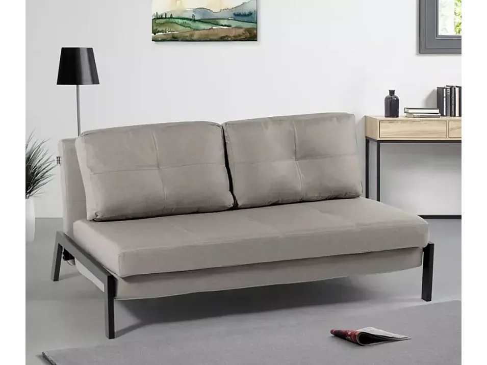 2-Sitzer Sofa Bett modernes Design aus Stoff Wohnzimmer Bellamy - Grau