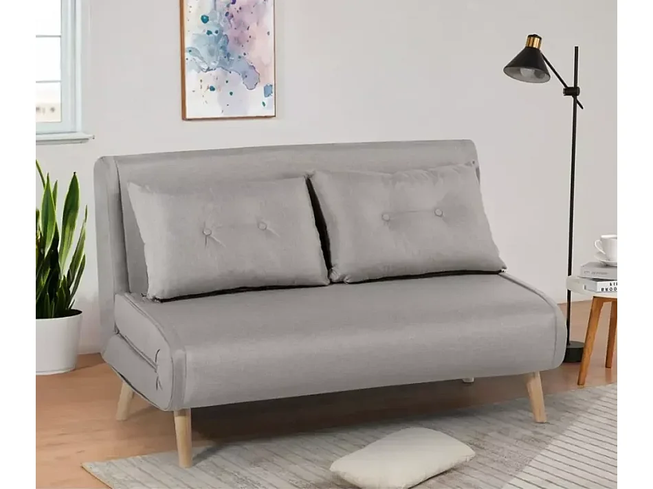 Divano letto 2 posti stile scandinavo in tessuto Noce