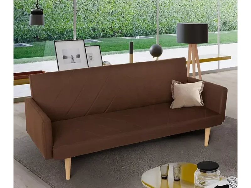 3-Sitzer-Click-Clac-Stoff-Liegesofa Nordic Design Perla - Braun