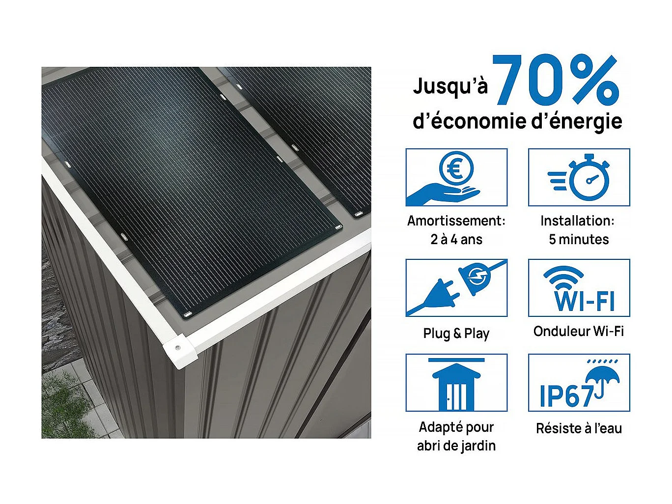 Tuinhuisje metaal "Dallas" -8.84 m² met zonnepanelen - Taupe - grijs bruin