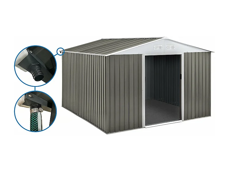 Cobertizo de jardín metálico <<Dallas>> -  15,16 m² con canalón