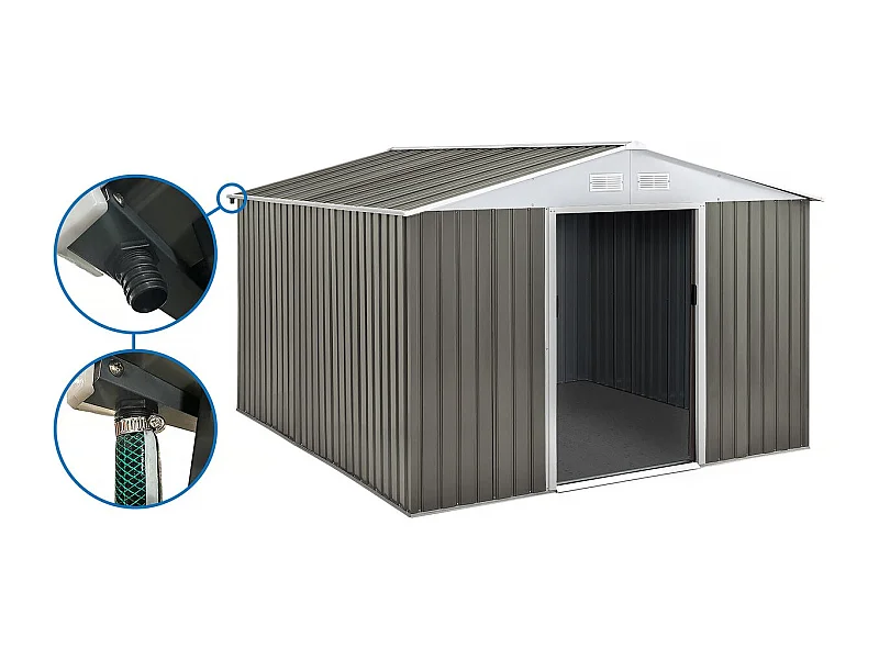 Cobertizo de jardín metálico <<Dallas>> -  15,16 m² con canalón