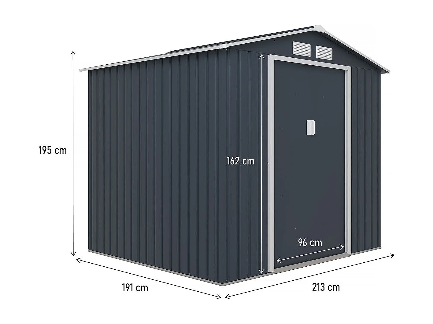Abrigo de jardim de metal "Vegas" - 4,07 m² com porta de correr dupla e ventilação ideal