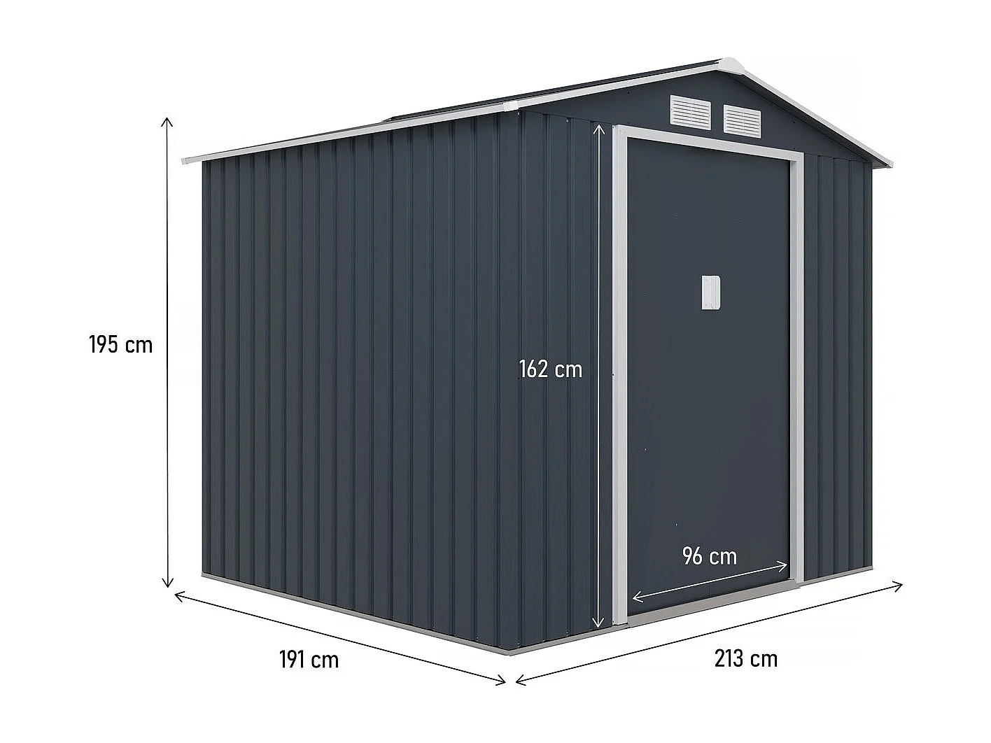 Abri de jardin métal "Vegas" - 4,07 m² - Gris