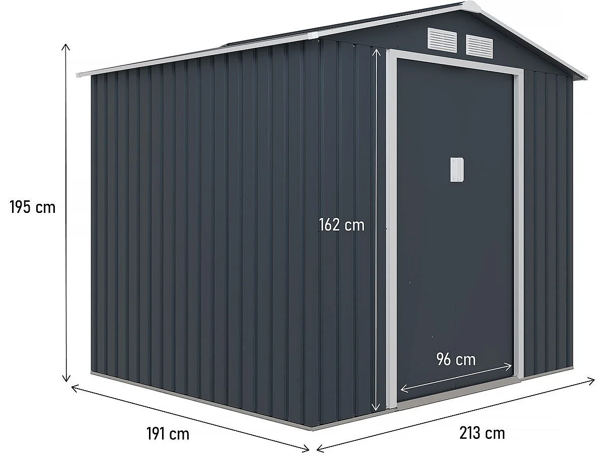 Abri de jardin métal "Vegas" - 4,07 m² - Gris