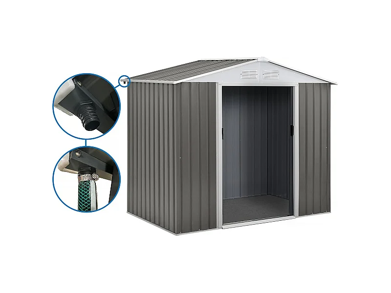 Gerätehaus aus Metall "Dallas"- 4,07 m² mit Dachrinne - Taupe