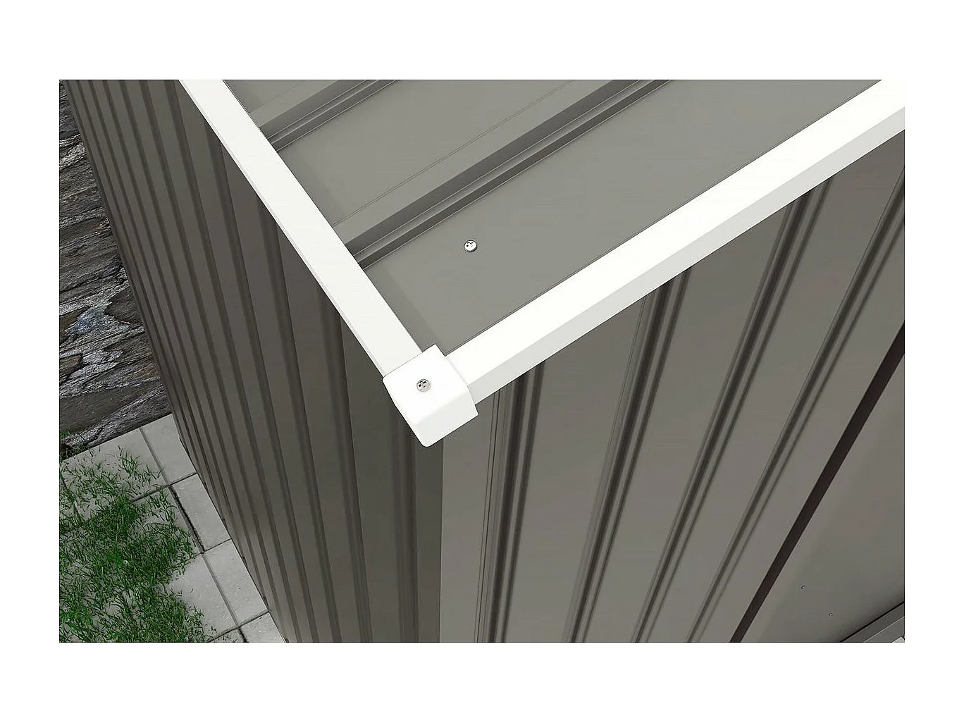 Abri jardin métal "Dallas"- 4.07 m² avec gouttière - Taupe