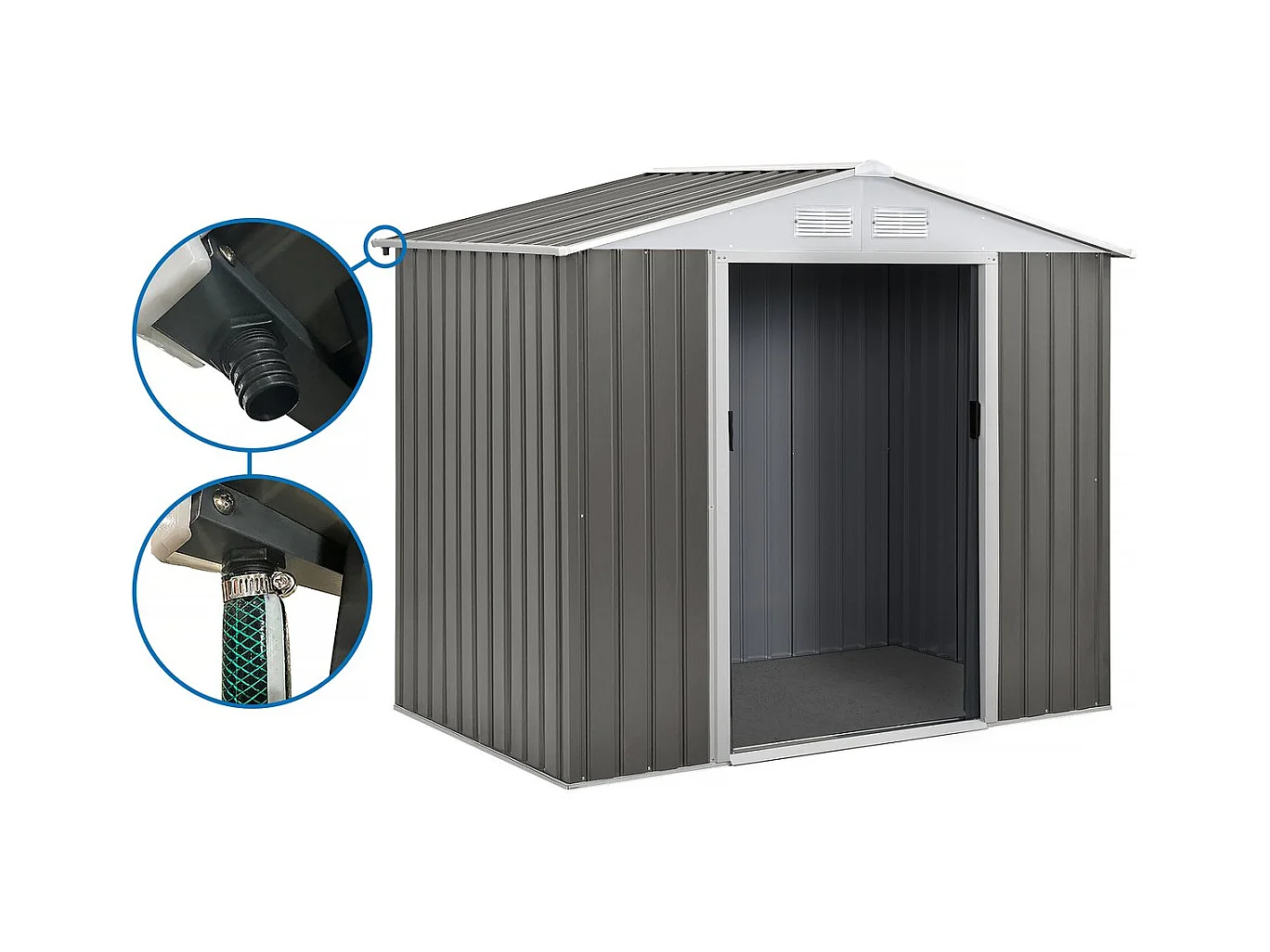 Gerätehaus aus Metall "Dallas"- 4,07 m² mit Dachrinne - Taupe