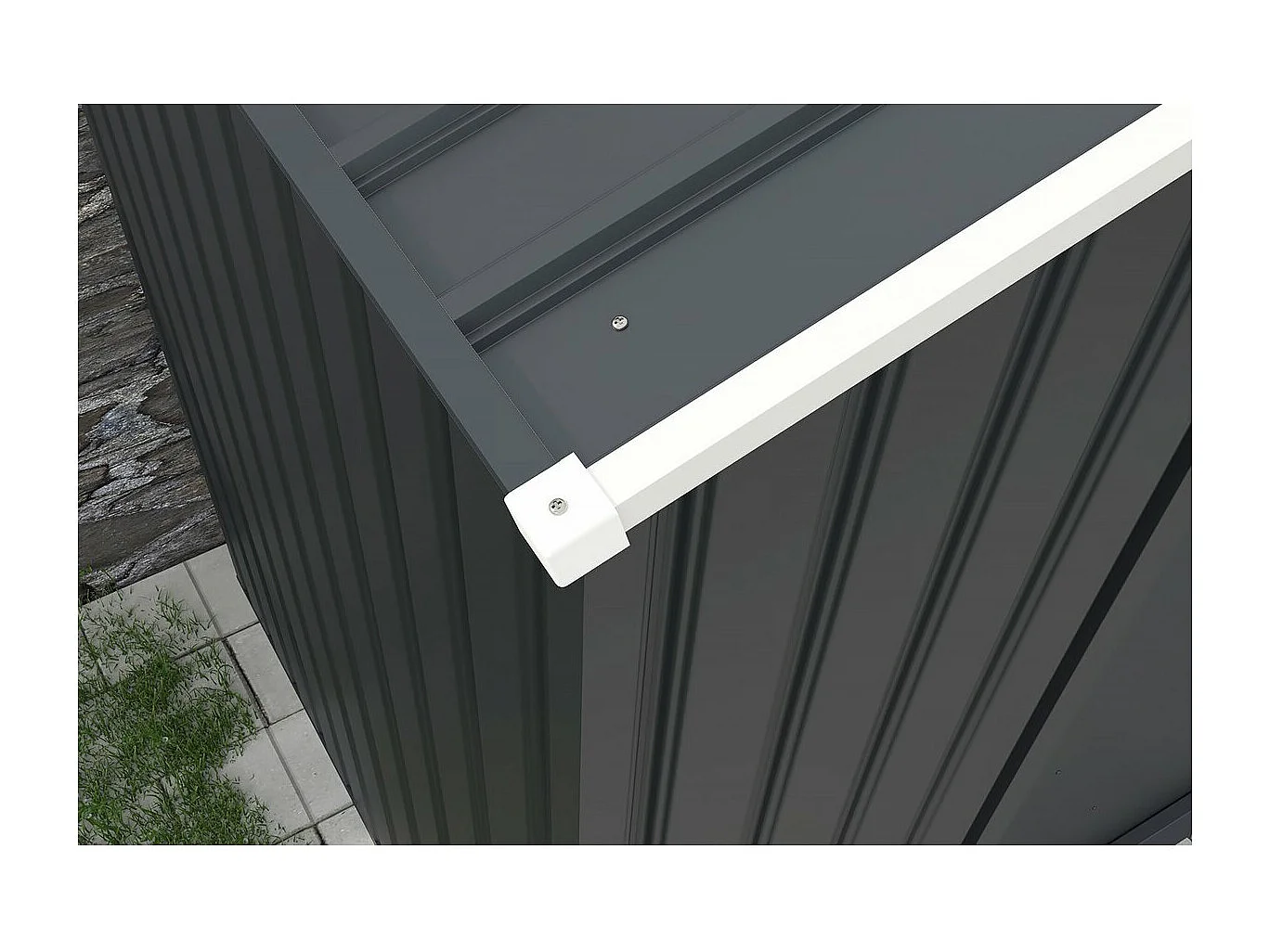 Abri de jardin métal - "Vegas"- 15 m² avec gouttière - Gris