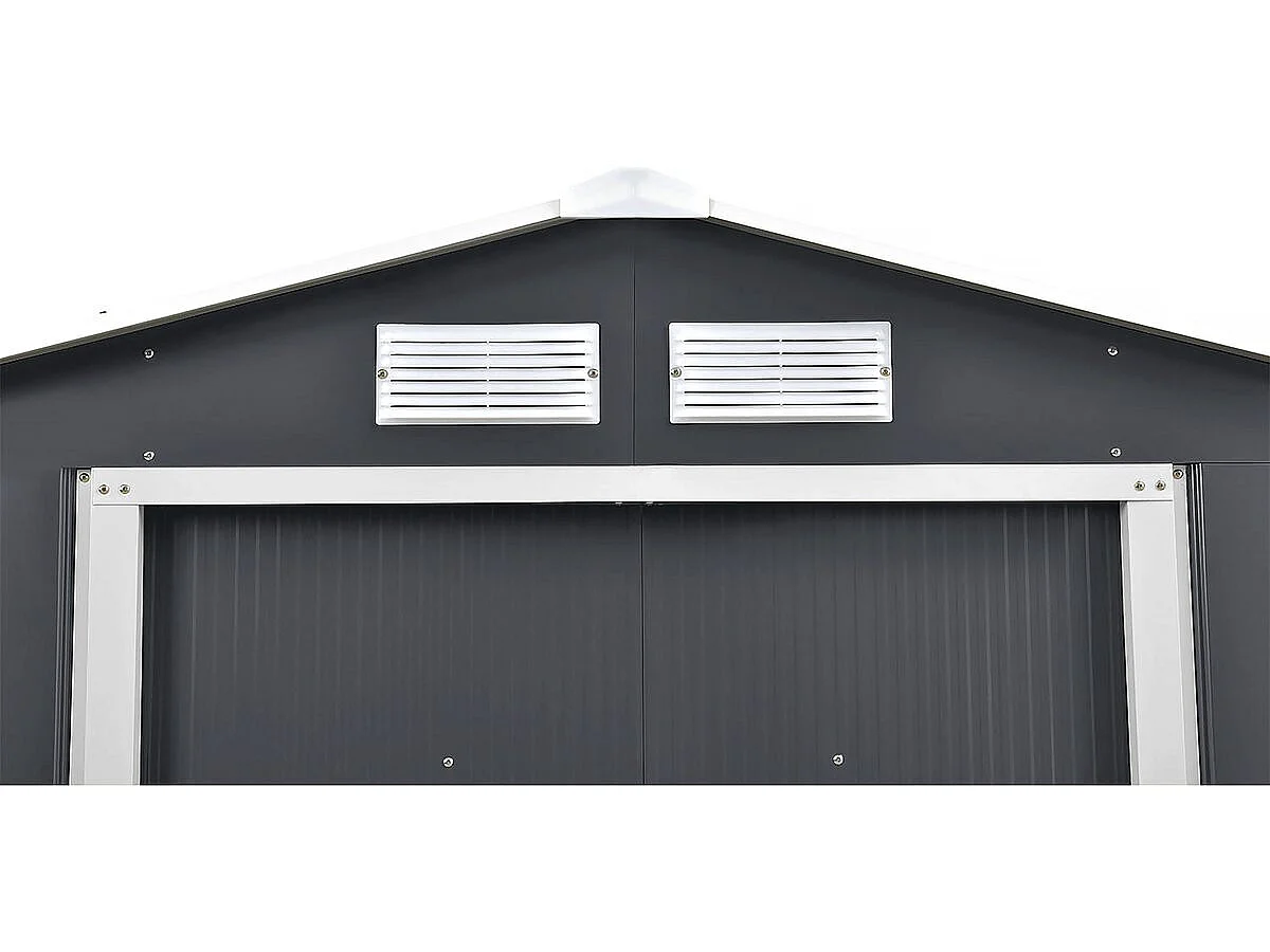 Abri de jardin métal - "Vegas"- 15 m² avec panneaux solaires - Gris