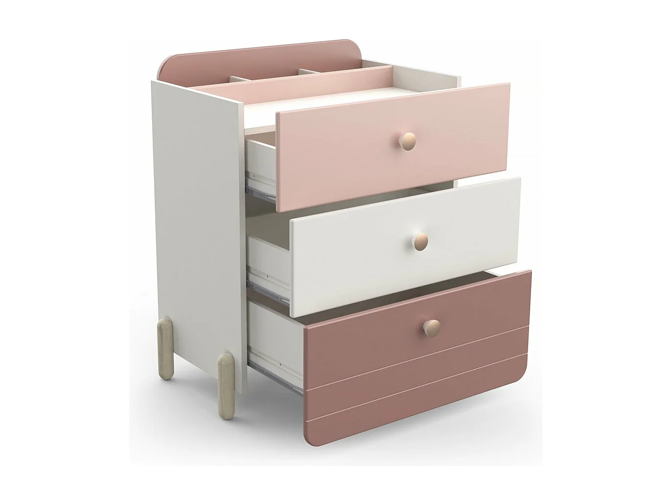 Cómoda infantil "Jade" - 3 cajones - Rosa - Madera resistente - Diseño refinado