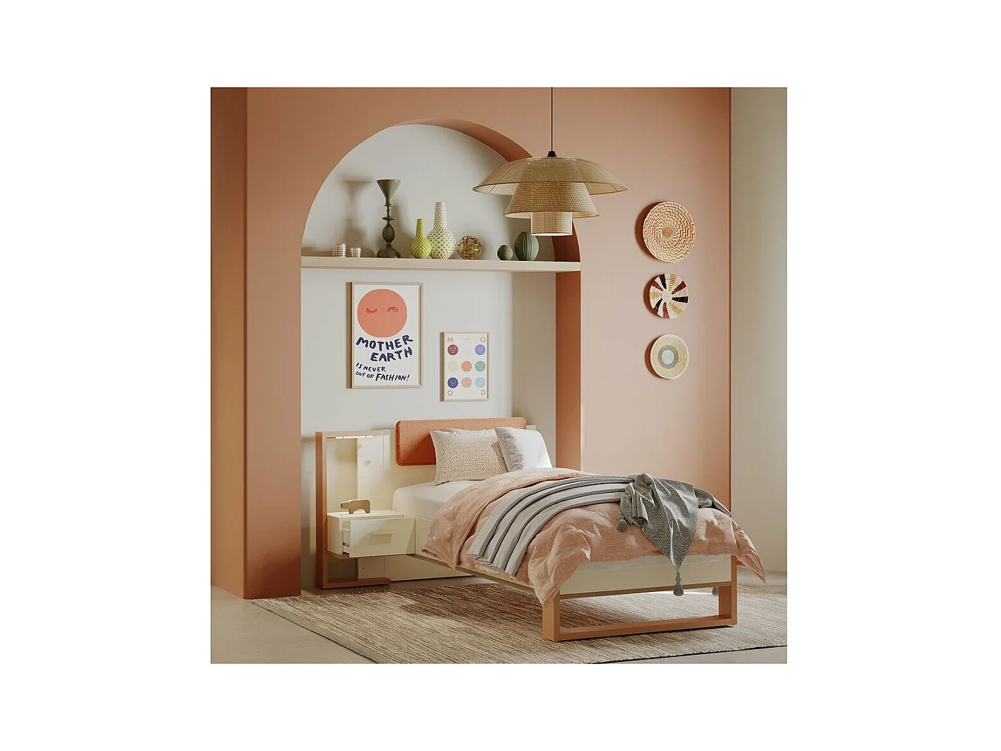 Lit enfant "Camillia" - 90 x 200 cm - Terracotta