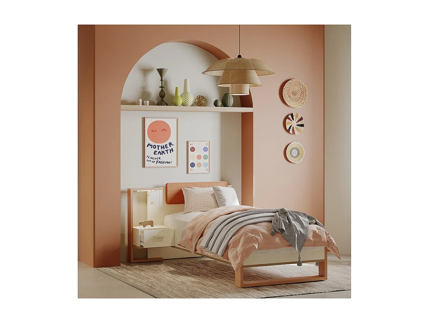 Lit enfant "Camillia" - 90 x 200 cm - Terracotta