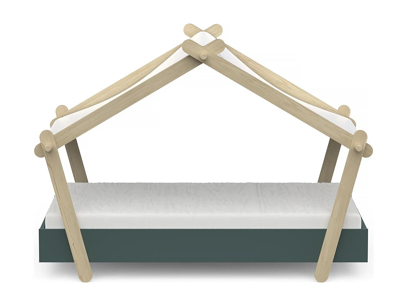 Lit cabane surélevé enfant " Lodge " - 70 x 140 cm - Vert