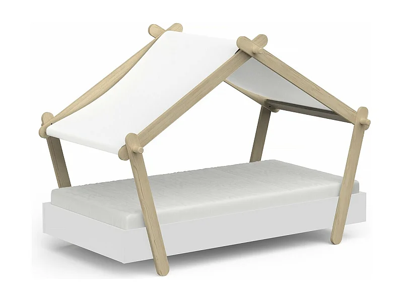 Lit cabane surélevé enfant " Lodge " - 70 x 140 cm - Blanc mat