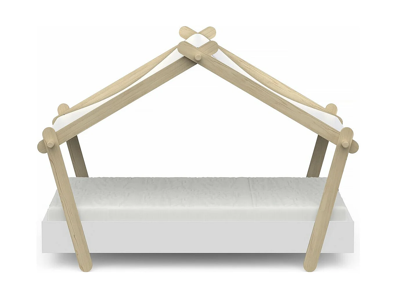 Lit cabane surélevé enfant " Lodge " - 70 x 140 cm - Blanc mat