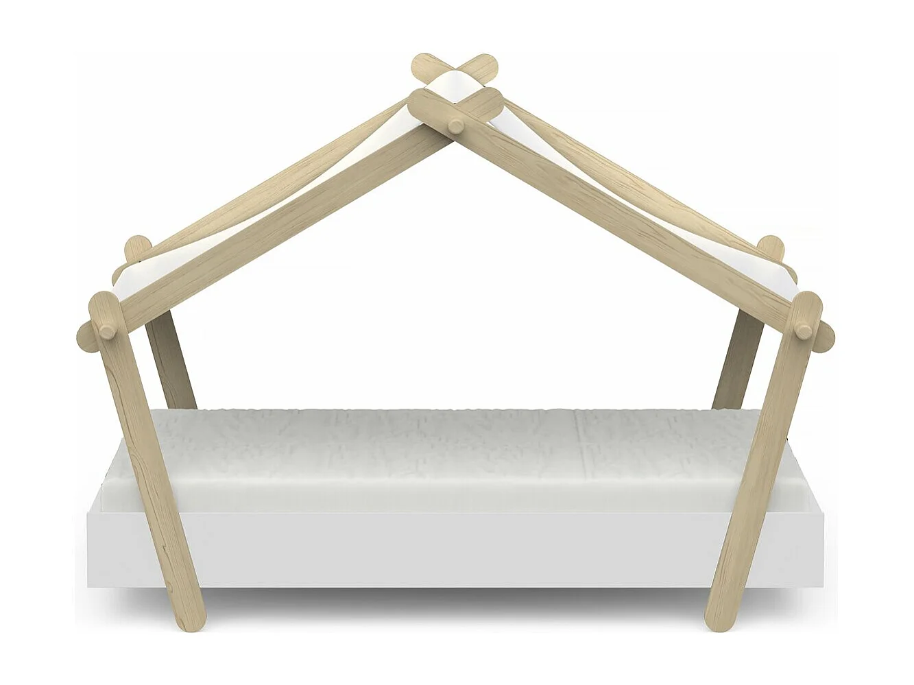 Lit cabane surélevé enfant " Lodge " - 70 x 140 cm - Blanc mat
