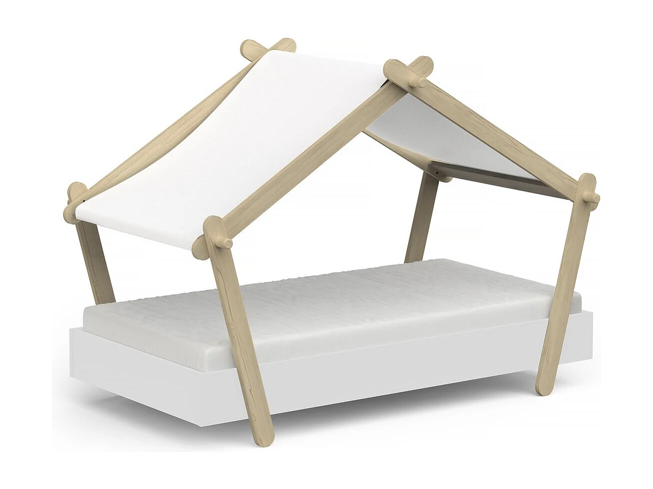 Cama infantil elevada "Lodge" - 70 x 140 cm - Blanco mate