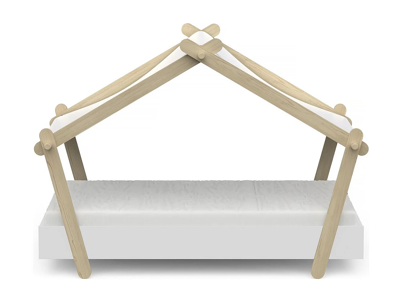 Cama infantil elevada "Lodge" - 70 x 140 cm - Blanco mate