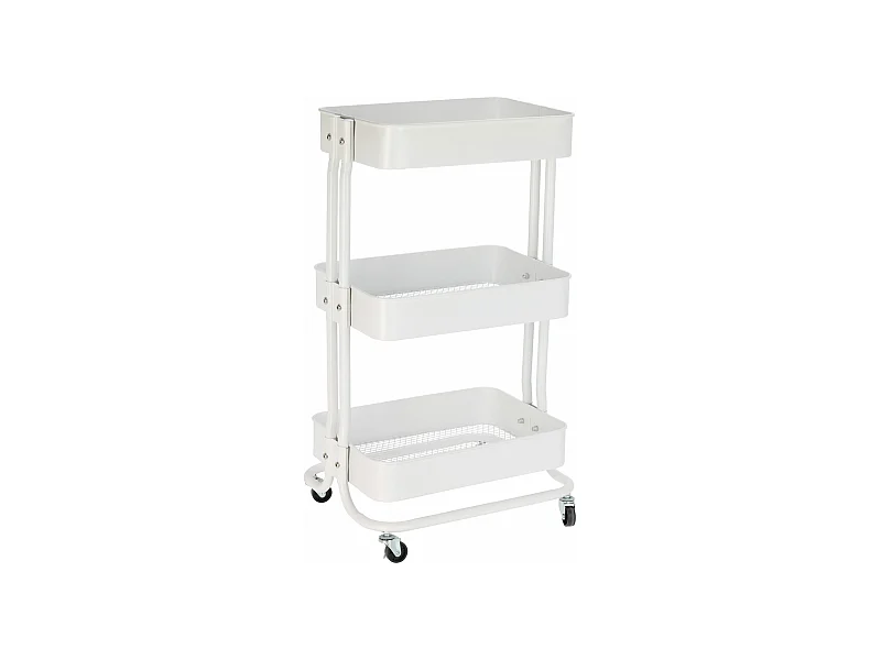 Chariot de cuisine en fer blanc avec roulettes et 3 tiroirs Well Home