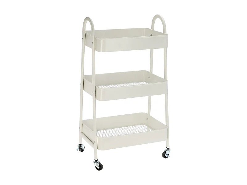 Chariot de cuisine Well Home blanc avec 3 paniers et roulettes H.79,5cm