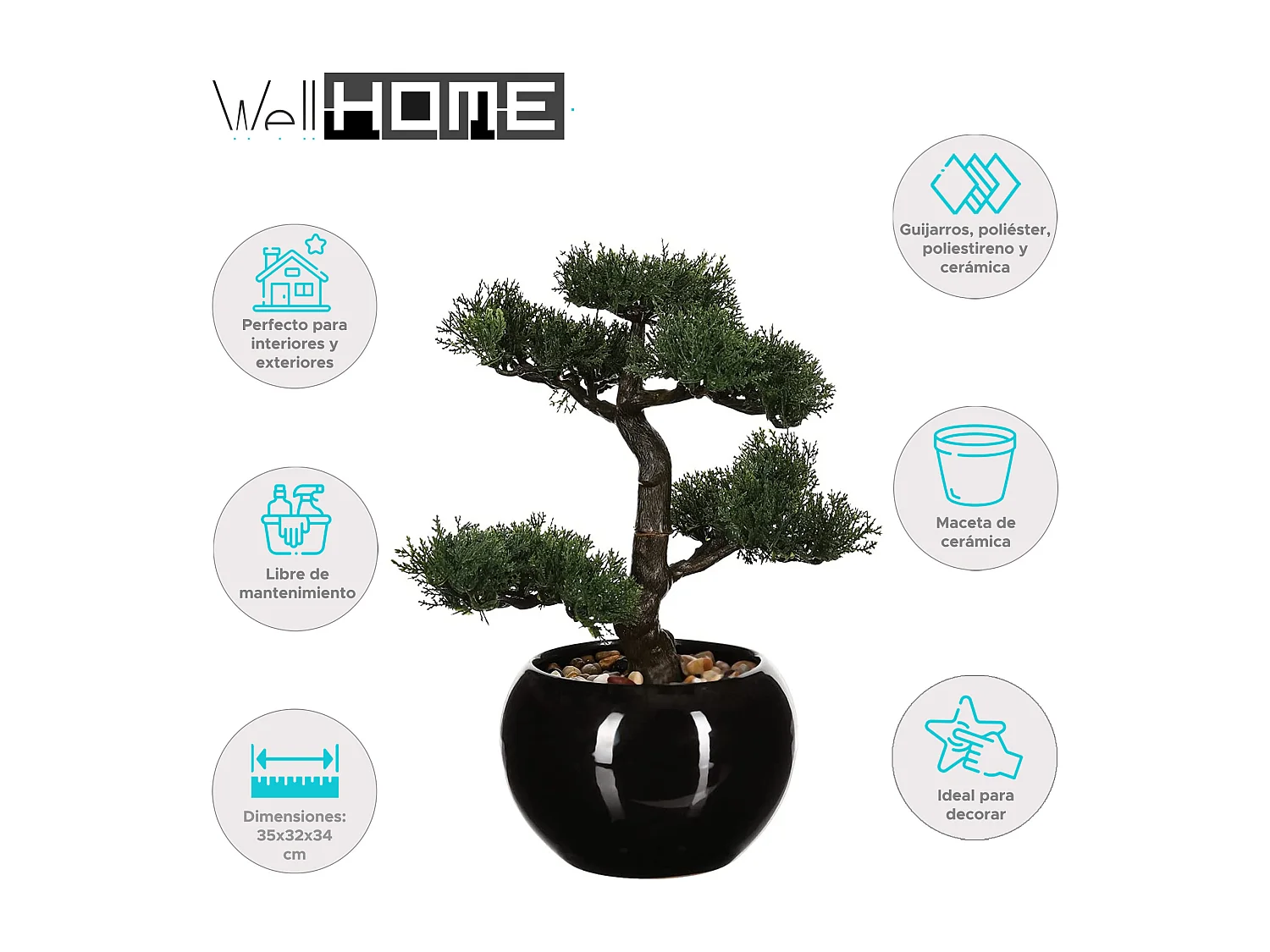 WELL HOME - Bonsaï artificiel en pot en céramique