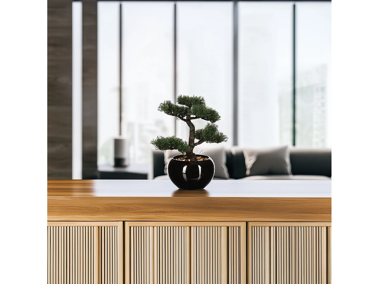 WELL HOME - Bonsaï artificiel en pot en céramique