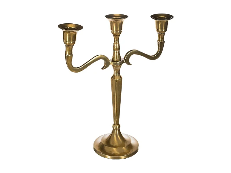 WELL HOME - Bougeoir 3 têtes en métal doré