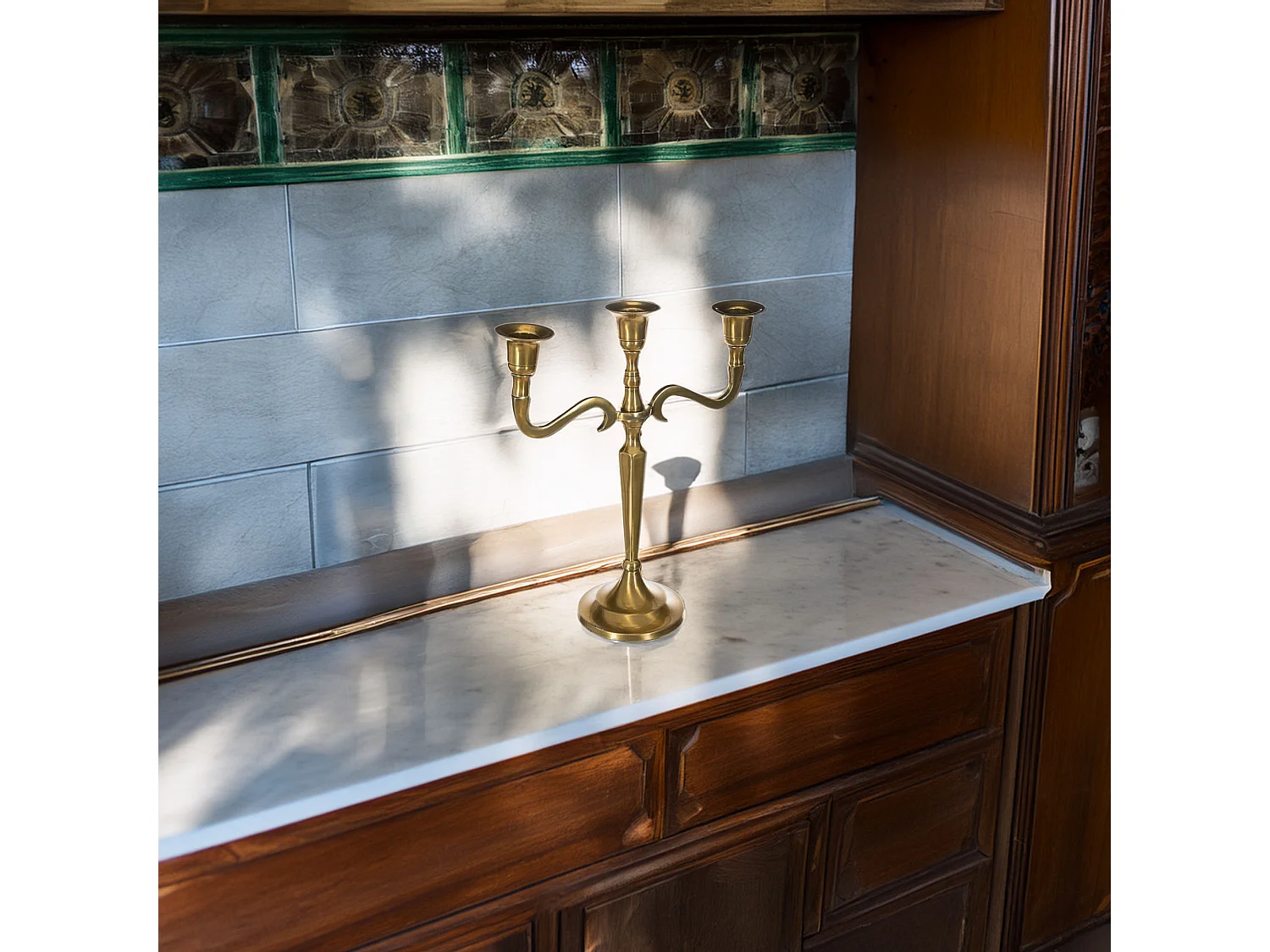 WELL HOME - Bougeoir 3 têtes en métal doré