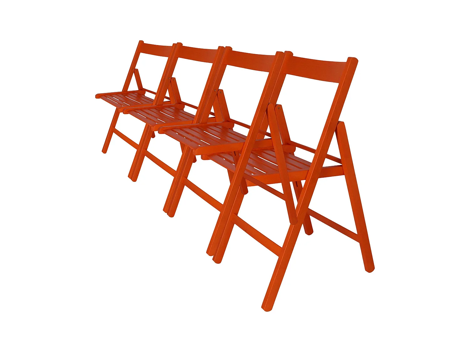 WELL HOME FURNITURE & DECORATION - Pack 4 Chaises BAS en hêtre finition rouge
