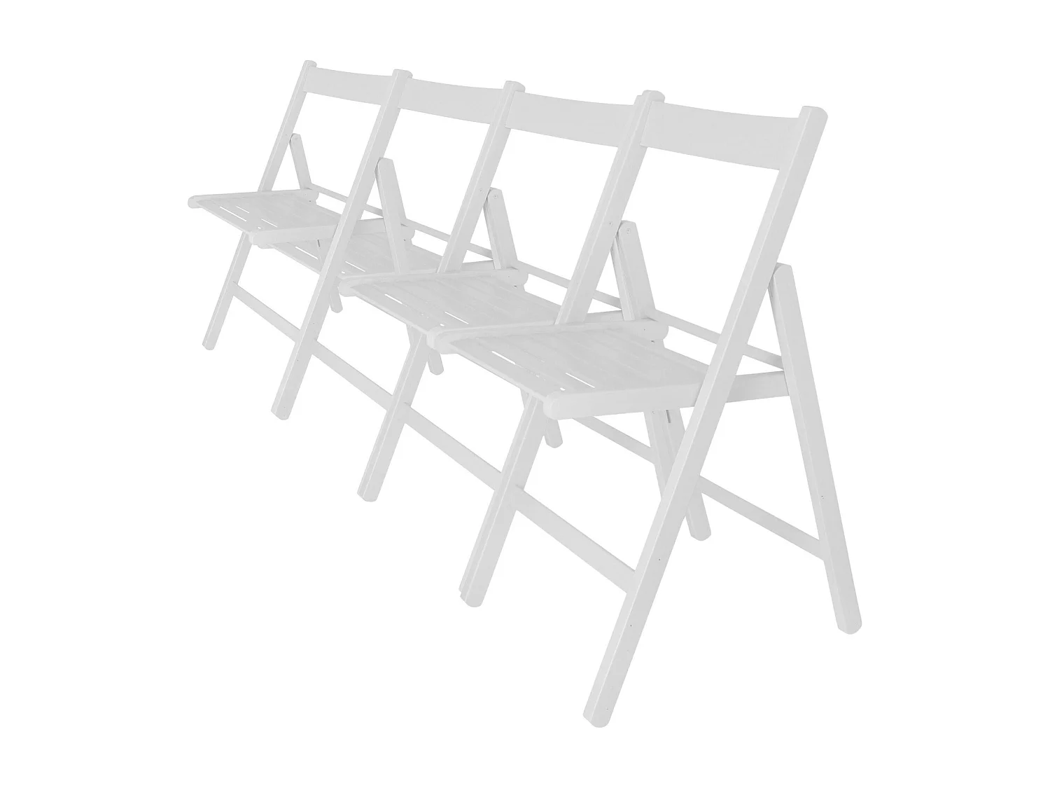 WELL HOME FURNITURE & DECORATION - Pack 4 Chaises BAS en bois de hêtre, finition blanc