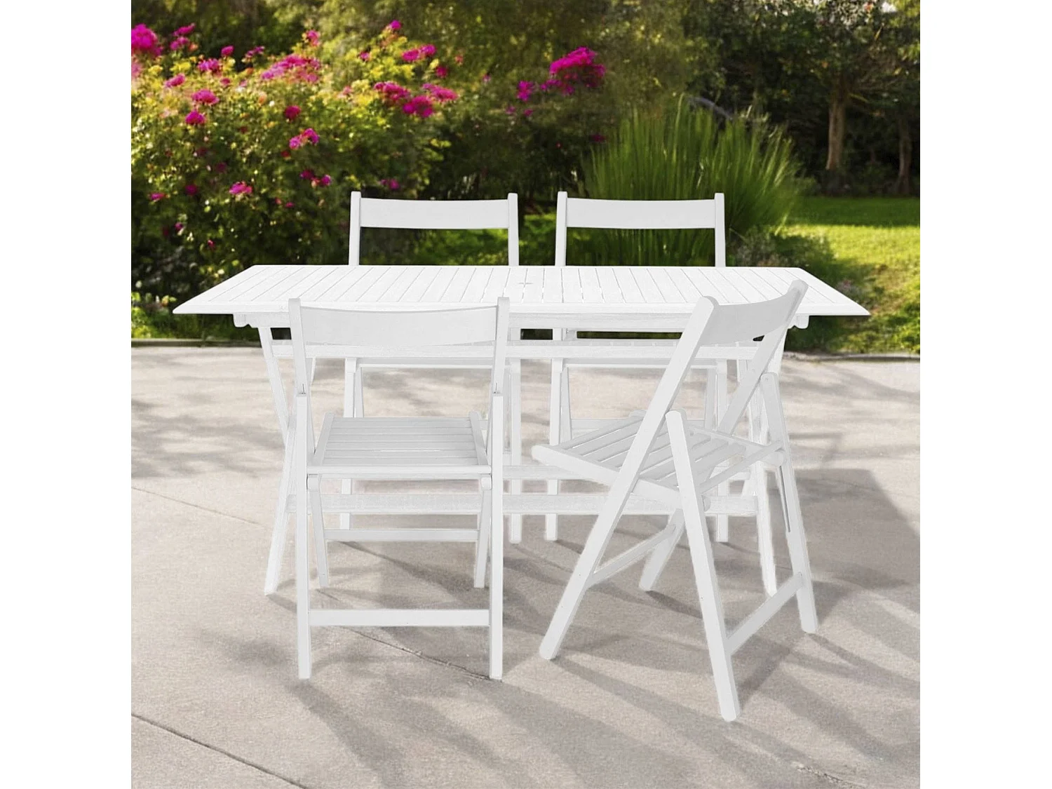 WELL HOME FURNITURE & DECORATION - Pack 4 Chaises BAS en bois de hêtre, finition blanc