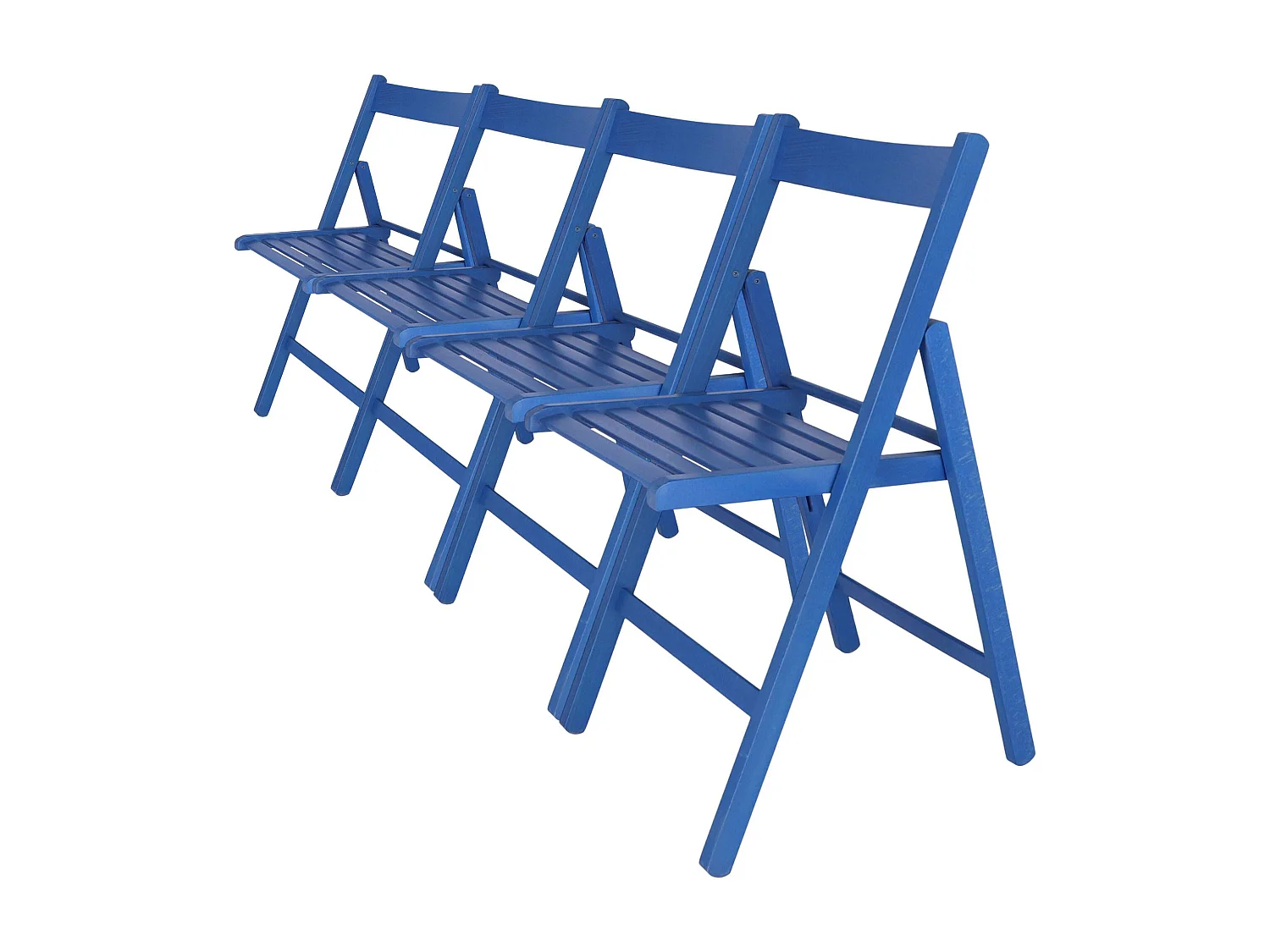 WELL HOME FURNITURE & DECORATION - Pack 4 Chaises BAS en hêtre finition bleue