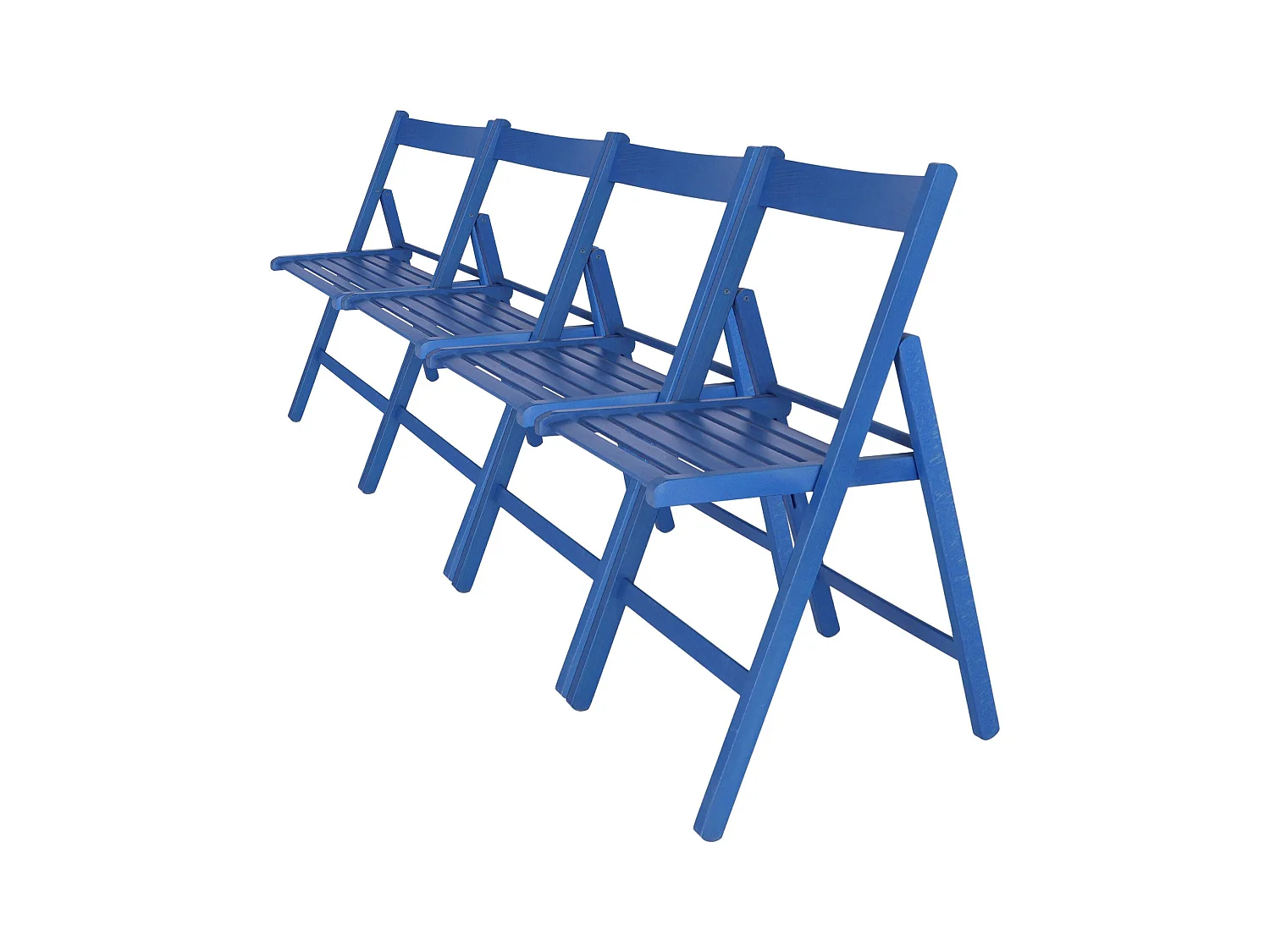 WELL HOME FURNITURE & DECORATION - Pack 4 Chaises BAS en hêtre finition bleue