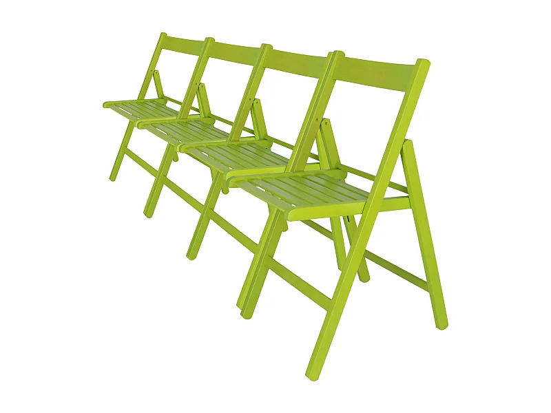WELL HOME FURNITURE & DECORATION - Pack 4 Chaises BAS en hêtre finition vert