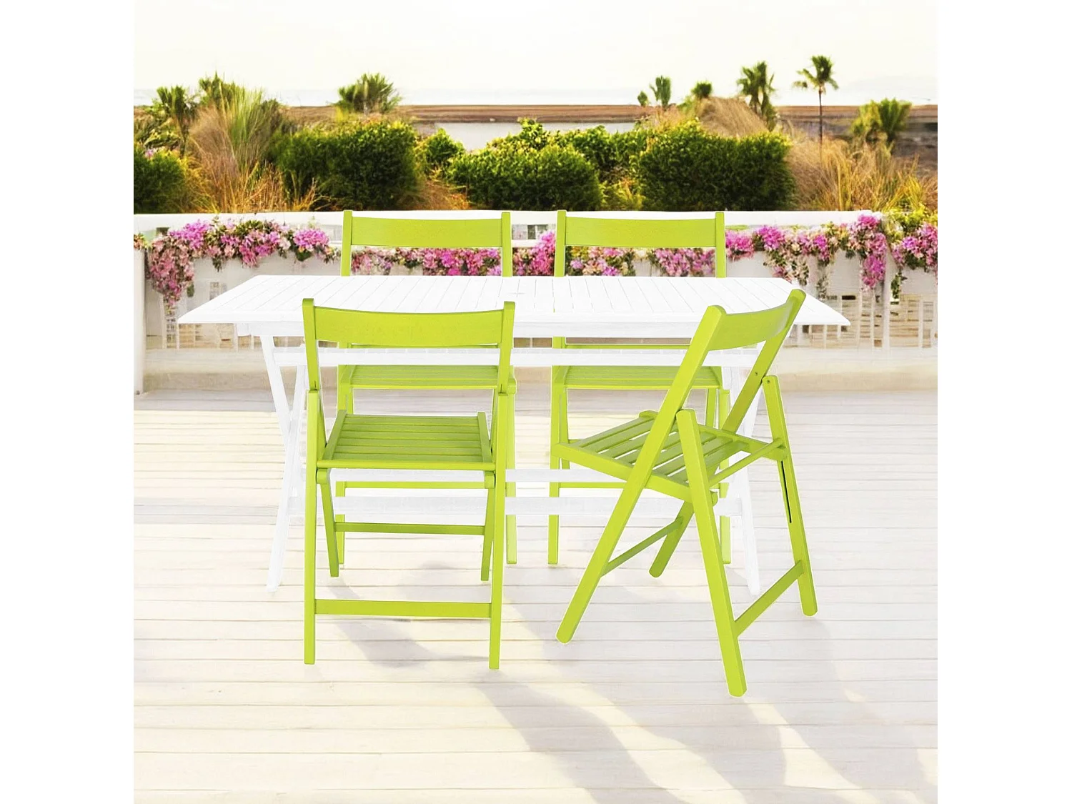 WELL HOME FURNITURE & DECORATION - Pack 4 Chaises BAS en hêtre finition vert