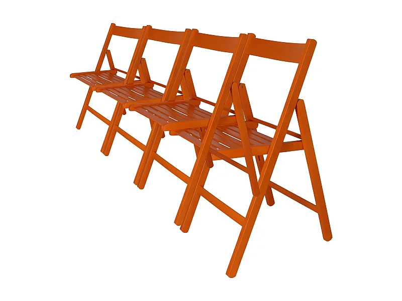 WELL HOME FURNITURE & DECORATION - Pack 4 Chaises BAS en hêtre finition orange