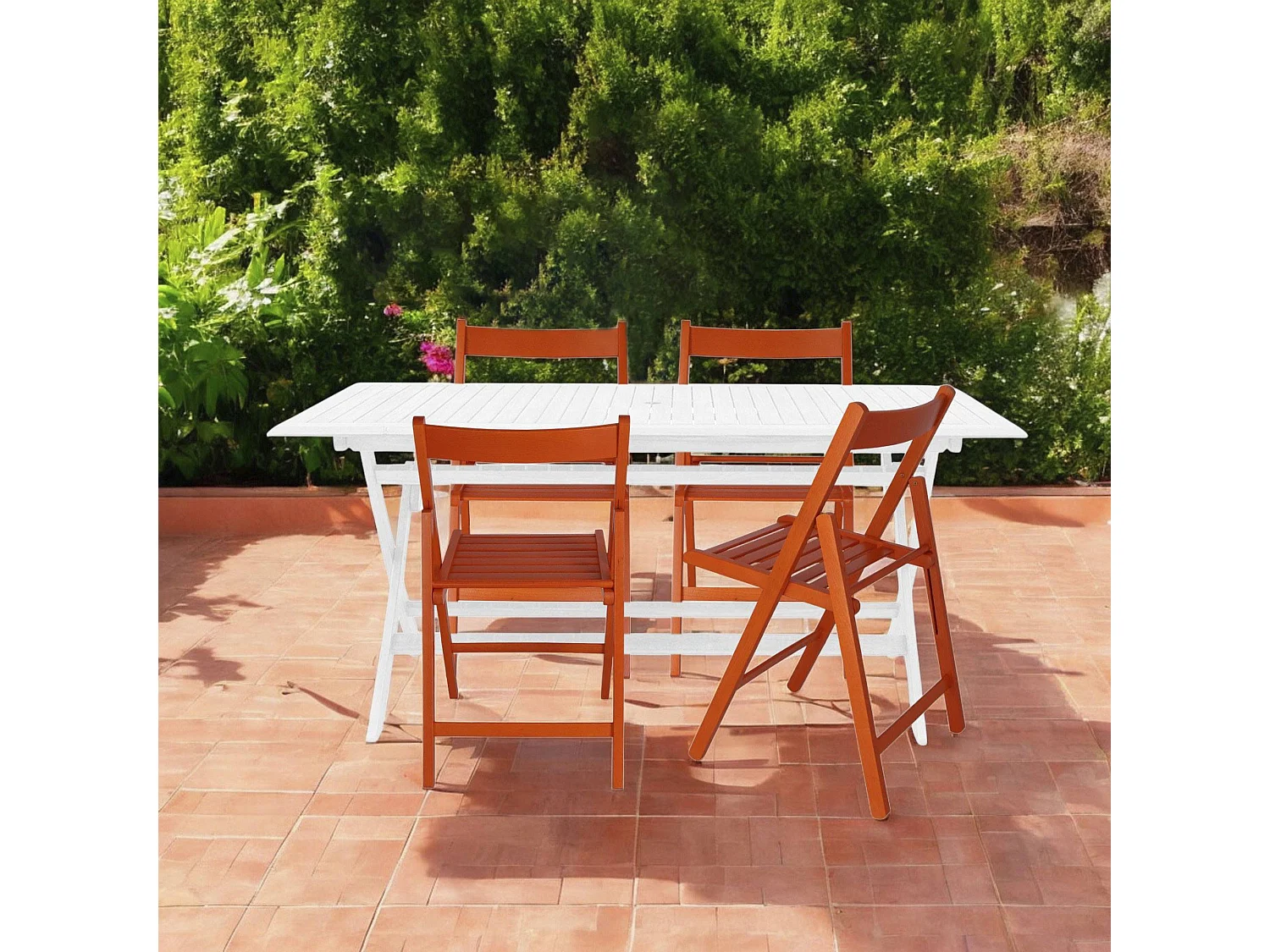 WELL HOME FURNITURE & DECORATION - Pack 4 Chaises BAS en hêtre finition orange