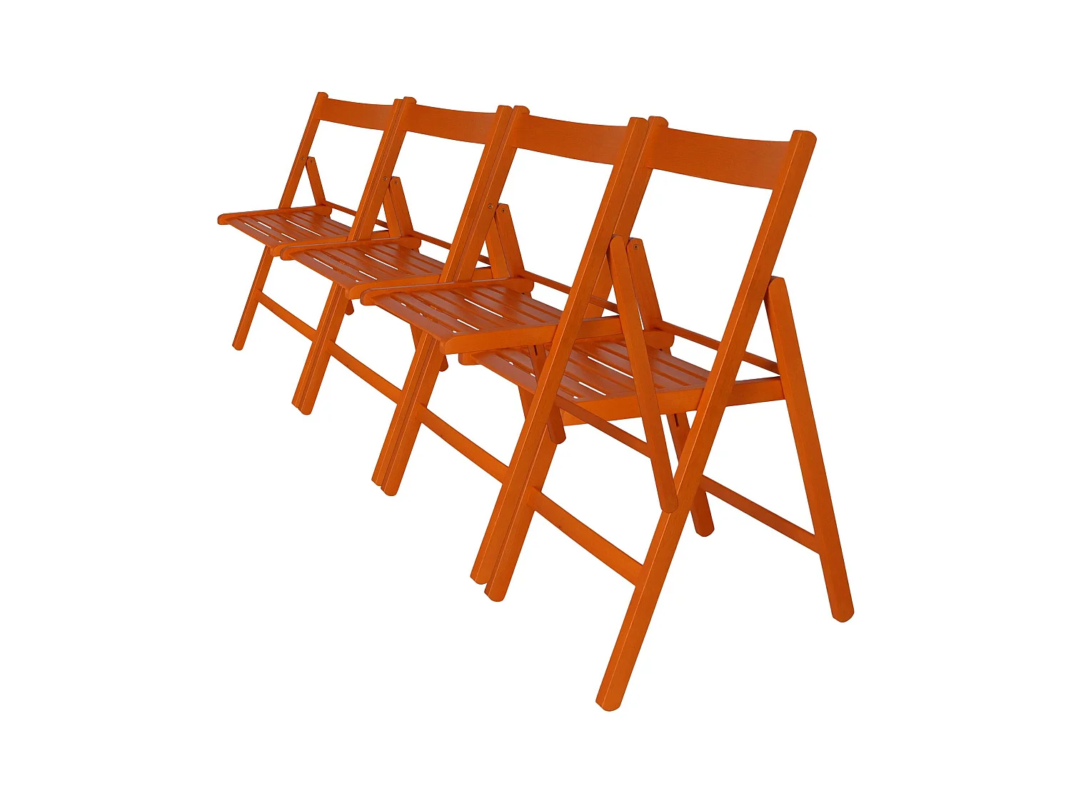 WELL HOME FURNITURE & DECORATION - Pack 4 Chaises BAS en hêtre finition orange
