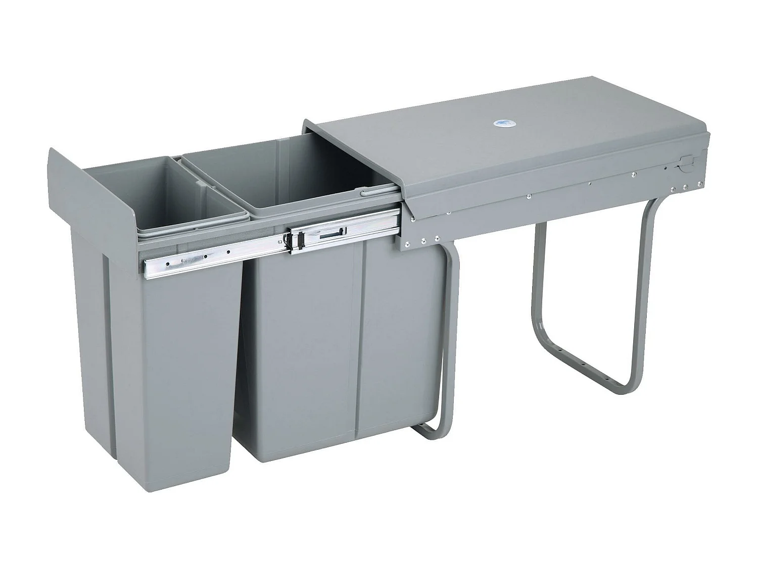 Conteneur de tri pour meuble de cuisine, poubelles sous évier 8L+5L, fixation par le bas et extraction manuelle, poubelles amovibles, avec couvercle